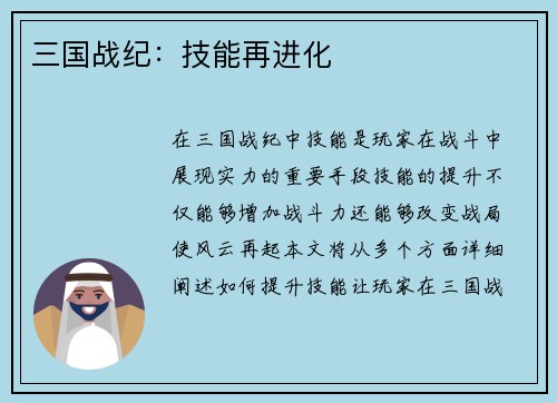 三国战纪：技能再进化